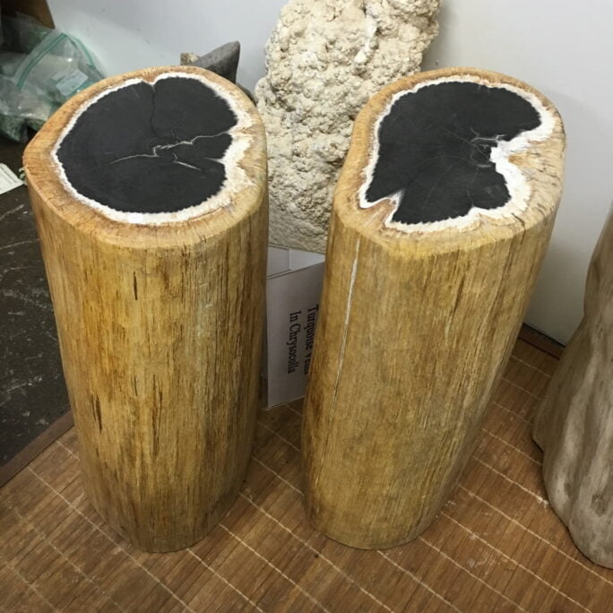 Petrified Wood 2 Piece Matching Set Approximately:  19.5" H x 12" W  Each Piece, 118 lbs Each Piece