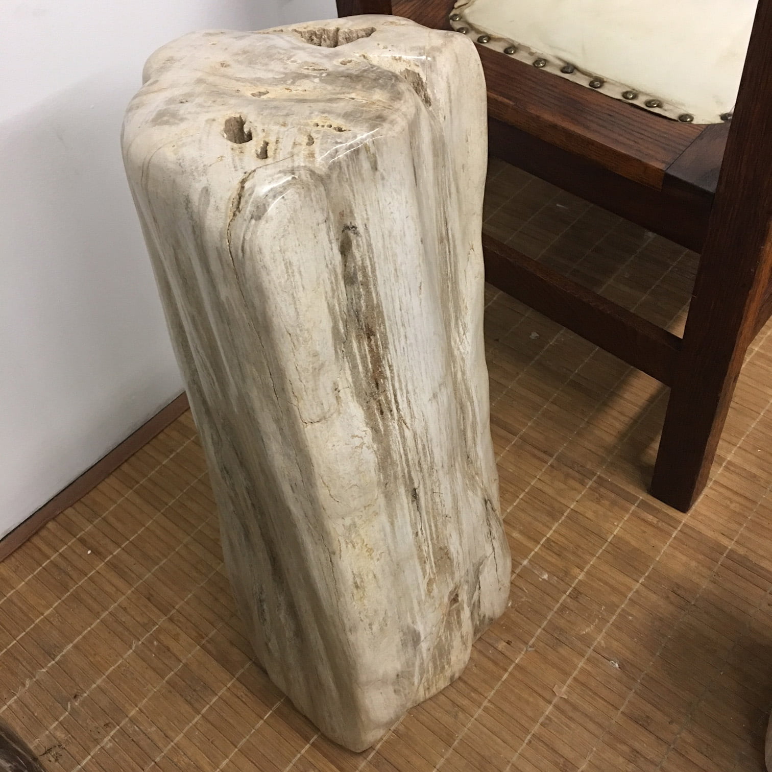 #IPW1 Petrified Wood Table Or Pedestal Or Stool 22.75"H x 9"L x 7"W 109 lbs