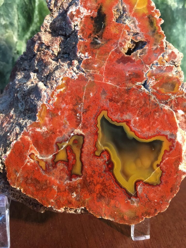 #KYA1 Kentucky Agate Cut Perfectly Into 2 Mirror Image Pieces Of Quartz Filled Vug