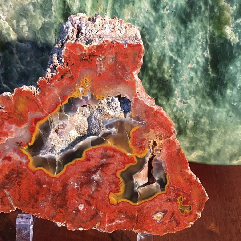 #KYA1 Kentucky Agate Cut Perfectly Into 2 Mirror Image Pieces Of Quartz Filled Vug