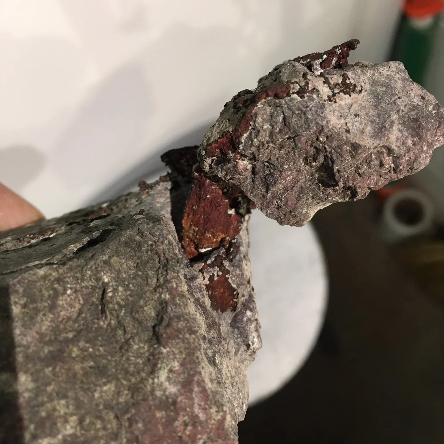 #C2 Copper Crystal Spearing Thru Two Pieces of Matrix, Michigan Upper Peninsula
