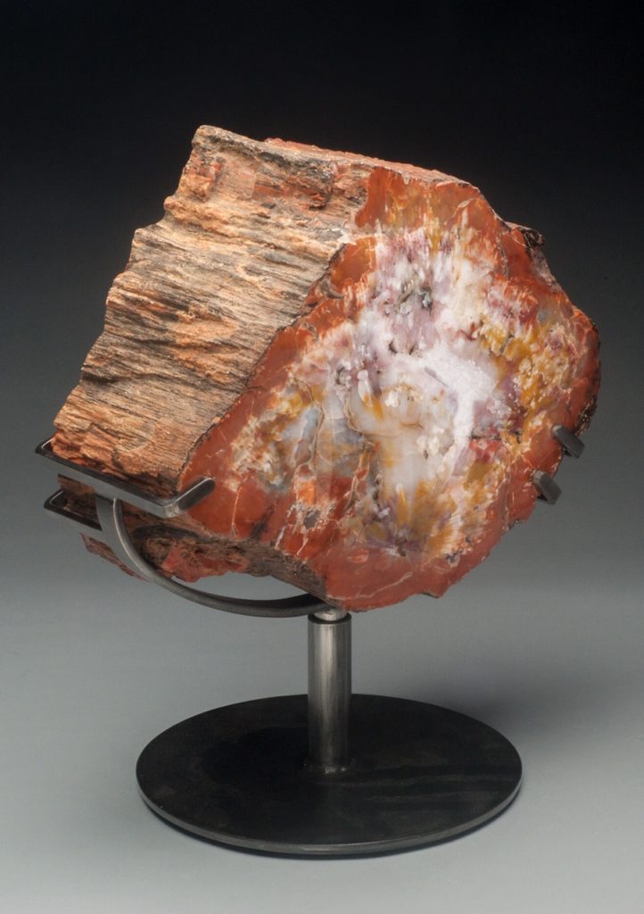 #A7 Museum Arizona Petrified Wood Sculpture Hand Polished Both Sides - 40 Lbs Plus Rotating Stand