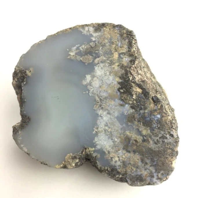 Light Blue and Gray Agate Nodule Showing Mineral Moss GEODE24-#GEODE24-1