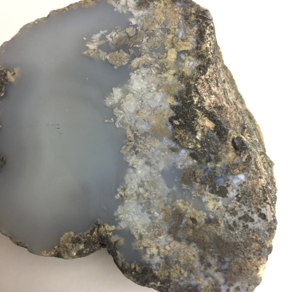Light Blue and Gray Agate Nodule Showing Mineral Moss GEODE24-#GEODE24-2