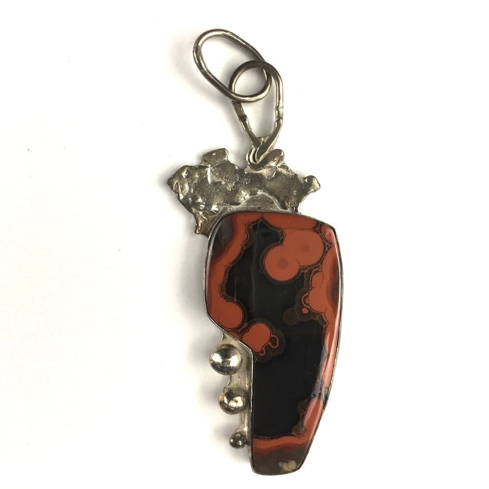 Rare Red on Black Kentucky Agate Pendant with Dragon on Reverse KYA2-#KYA2-1