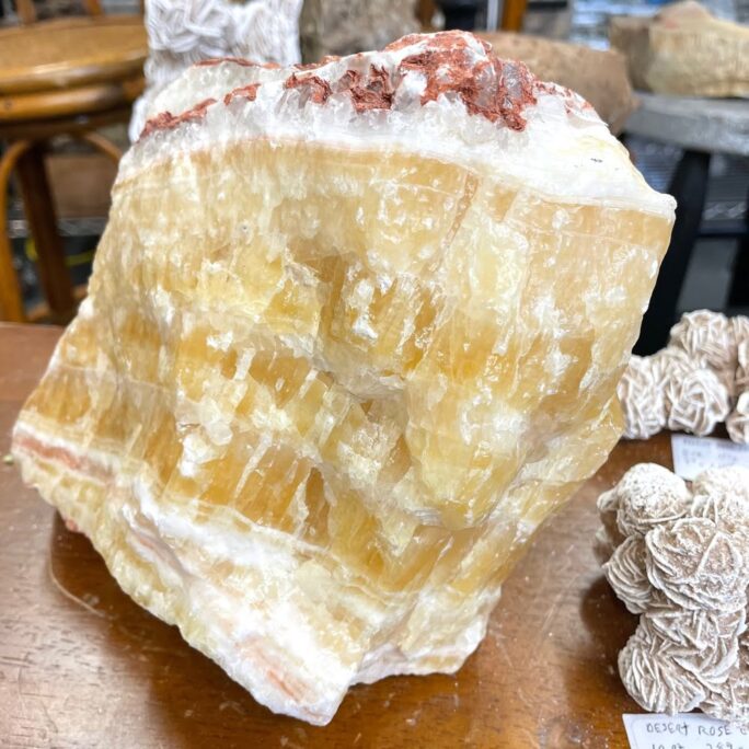Large Banded Honey Colored Calcite 13.5 lbs Sculpture Specimen Boulder-#CALX2-1
