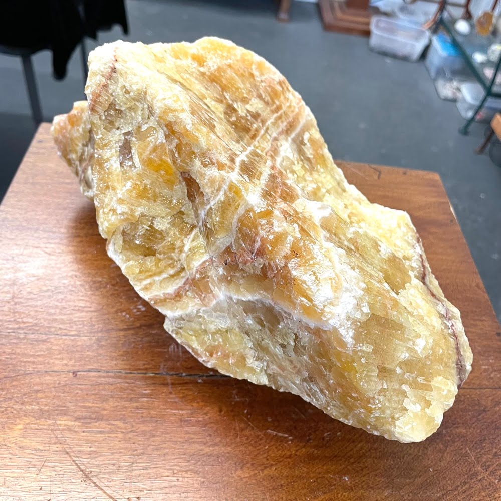 Large Banded Honey Colored Calcite 16 lbs Sculpture Specimen Boulder-#CALX3-1
