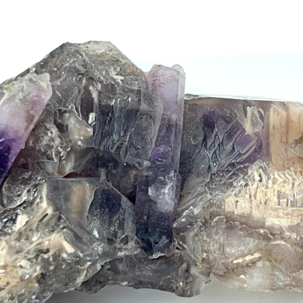 Very Dramatic Very Rare Partial Amethyst and Smoky Quartz Cluster with Crystal Growing in Included Layers-#AMXY1-12