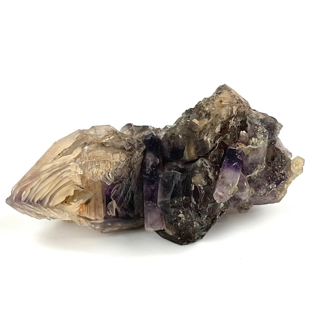 Very Dramatic Very Rare Partial Amethyst and Smoky Quartz Cluster with Crystal Growing in Included Layers-#AMXY1-4