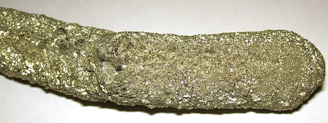 Pyrite snake concretion Ohio Shale Upper Devonian creek cut in Ross County, southern Ohio, USA
