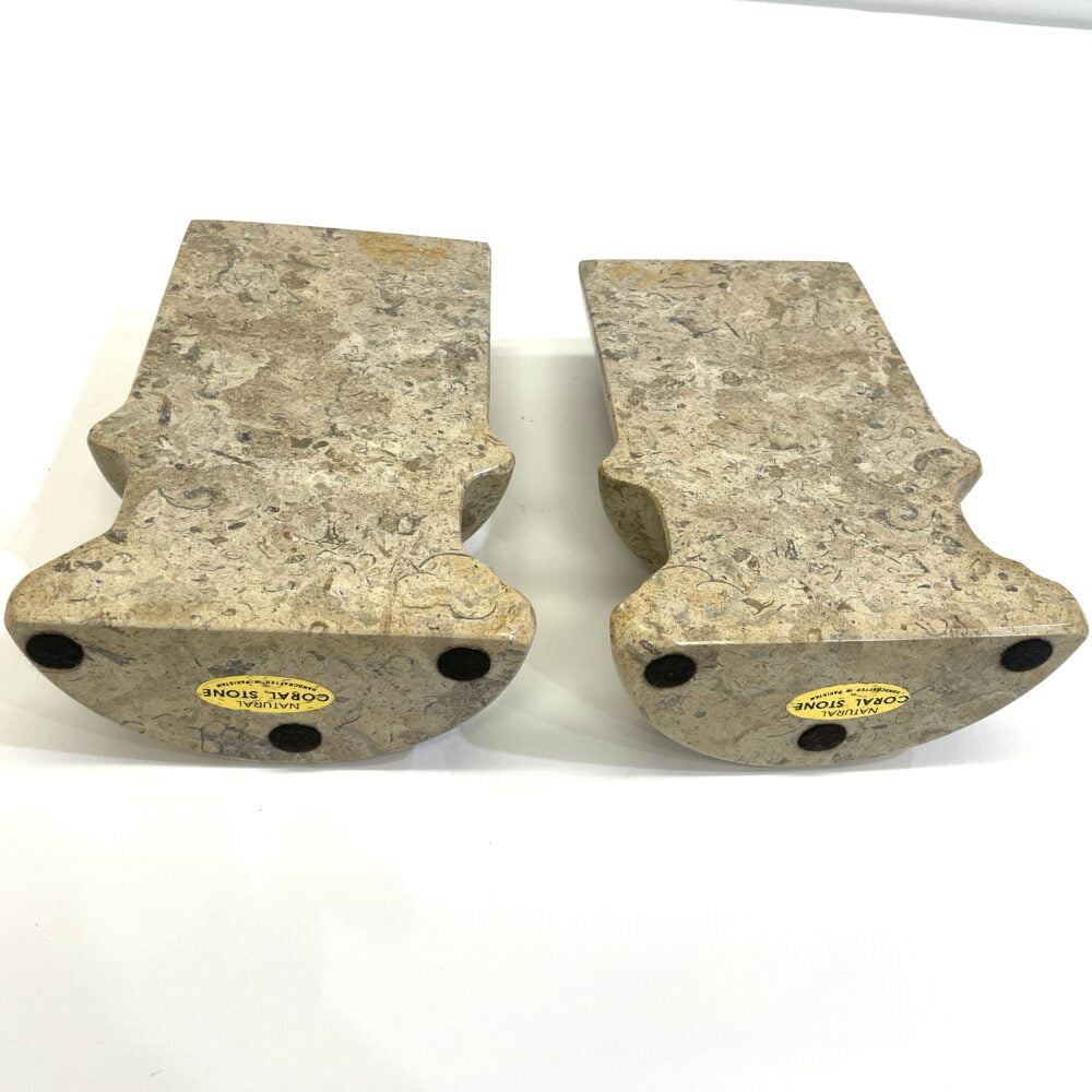 Authentic Fossil Coral Bookends – Handcrafted in Pakistan - Another Back View