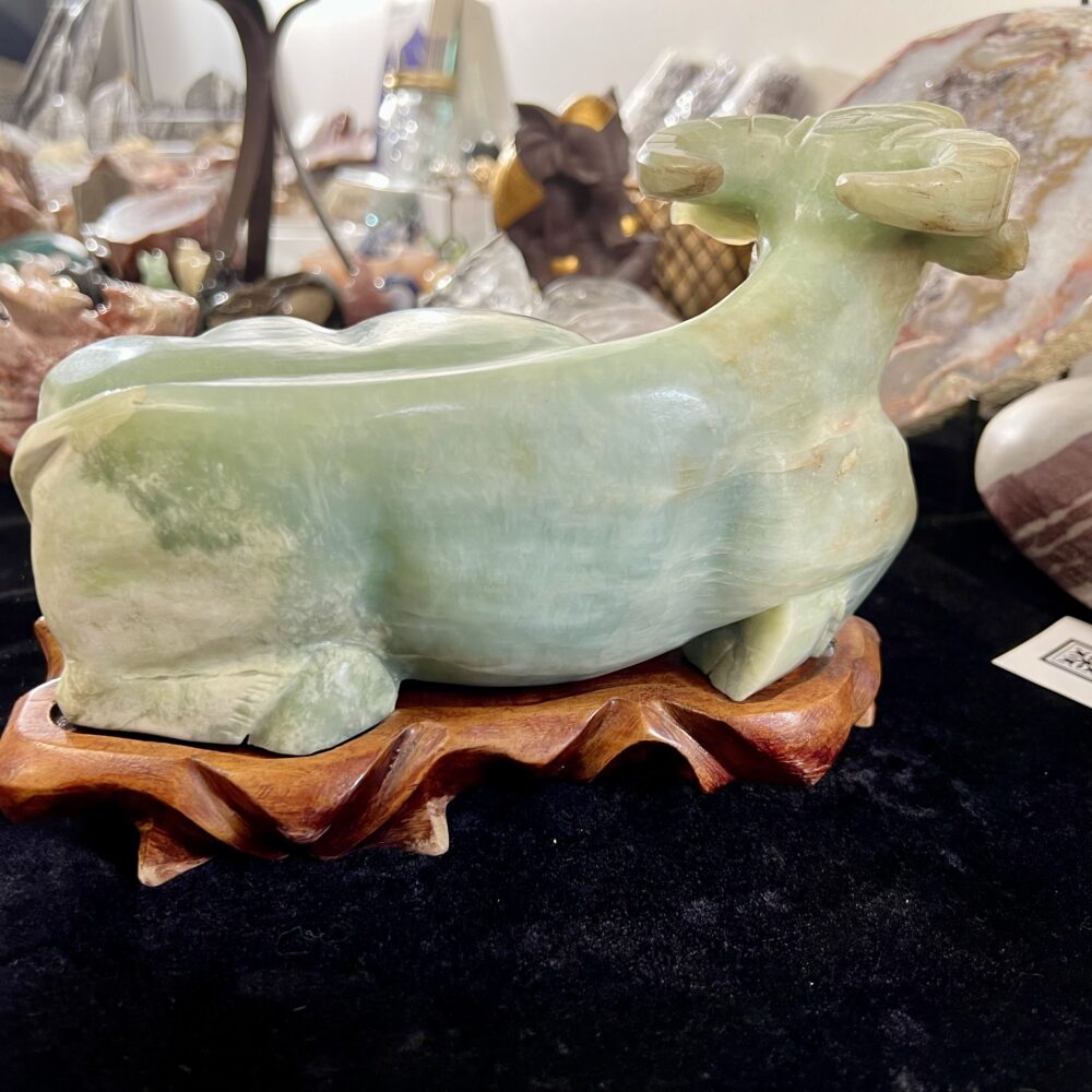 Carved Serpentine Ox + Stand - SOX1