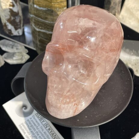 Skull of Rose Quartz with Red Hematite 1 lb 3.5 oz - SK4